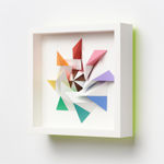 wooden geometric wall sculpture by Sean newport - rainbow