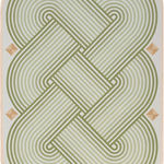 Sofia Shu - painting of olive green geometric round and lines overlaying one another almost like a flat knot.