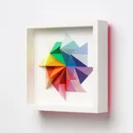 wooden geometric wall sculpture by Sean newport - rainbow