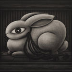 Angela Fang Zirbes black and white painting of rabbit