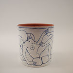 Mattie Hinkley ceramic vase with naked humans painted around the perimeter