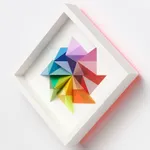 wooden geometric wall sculpture by Sean newport - rainbow