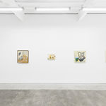 Install Image of "Oddkin", from left to right, “MANYFACES”, “When the Cat's Away”, “I am the tiger, tiger, tiger”, “scent trail”, “The Wisdom Knot”.