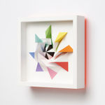 wooden geometric wall sculpture by Sean newport - rainbow