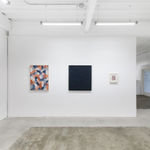 Installation view of Scott Albrecht's exhibition "What Holds Us" at Hashimoto Contemporary, San Francisco. Depicted from left to right: "Resting in A Memory," "The Gravity We Find," and "The Path Of Time."