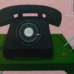 Painting by Angela Burson of an analog phone