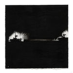 Joel Daniel Phillips Broken Plains drawing series of dark black charcoal with fire in distance