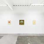 Install image of Petrichor, from left to right,“Midnight Weathervane”, “Terrachrome”, “Ode to Agnes”.