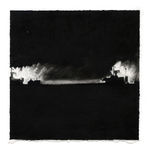 Joel Daniel Phillips Broken Plains drawing series of dark black charcoal with fire in distance