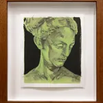 Framed Painted portrait by Rachel Gregor of a woman's head