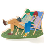 sculpture of two people sitting while reading