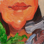 Emilio Villalba painting of woman in orange