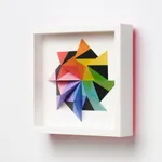 wooden geometric wall sculpture by Sean newport - rainbow