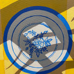 Natalia Juncadella yellow painting of plants, tabletop and shadows detail