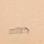 Drawing of a person sleeping in a striped bed