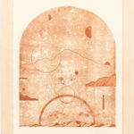 Madeleine Tonzi- Traced print of floating landscape and abstract shapes