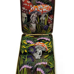 hand-cut watercolor collage in antique cosmetic compact by Shannon Taylor