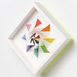 wooden geometric wall sculpture by Sean newport - rainbow