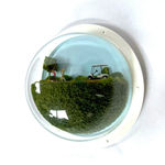 sculpture in glass case