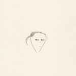 Drawing of a girl with a suspicious look on her face