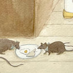 detail image of two rats eating breakfast