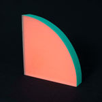 Rachel Strum - epoxy neon sculpture of a quarter round panel - orange and Turkish green.