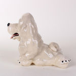 Katie Kimmel - ceramic sculpture of a white basset hound