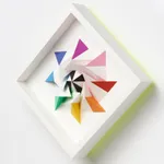 wooden geometric wall sculpture by Sean newport - rainbow