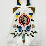 Lou Benesch - painting of folk art flower and lamb on antique nightgown