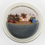 Abigail Goldman's sculpture of a murder scene taking place in a bedroom with someone taped to the wall