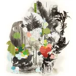 Gregory Euclide mixed media landscape with torn paper and acrylic