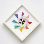 wooden geometric wall sculpture by Sean newport - rainbow
