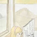 detail image of a woman reading a newspaper