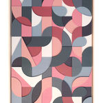 Scott Albrecht wood relief painting in pink and blue tones
