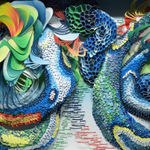 Crystal Wagner colorful abstract biomorphic paper sculpture