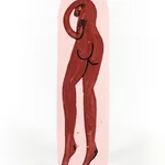 skateboard deck with nude figure on pink background