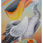 painting of a pelican bycasey gray