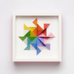 wooden geometric wall sculpture by Sean newport - rainbow