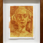 Framed Watercolor portrait by Rachel Gregor of a woman's face