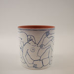 Mattie Hinkley ceramic vase with naked humans painted around the perimeter