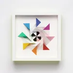 wooden geometric wall sculpture by Sean newport - rainbow