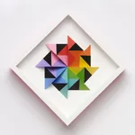 wooden geometric wall sculpture by Sean newport - rainbow