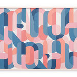 Framed flush multicolor wood sculptural piece made up of spiral shapes and curves by artist Scott Albrecht