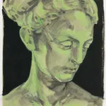 Painted portrait by Rachel Gregor of a woman's head