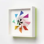 wooden geometric wall sculpture by Sean newport - rainbow