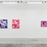 installation view of Megan Ellen MacDonald's exhibition "What Doesn't Kill You" at Hashimoto Contemporary San Francisco. From left to right: "Bite the Hand," "Bad Kitty," and "Spoiled Rotten"