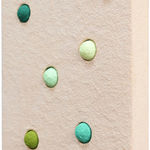 CHIAOZZA - side view of the mix media work "Six Green Dots in Pale Peach"