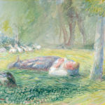 CAMILLE PISSARRO, Gardeuse d’Oies Allongée, Gouache et aquarelle
