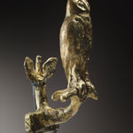 DIEGO GIACOMETTI: Poignée De Porte Au Grand Duc, Bronze à patine dorée