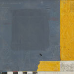 Black board with wooden frame. Blackboard has art historical references.